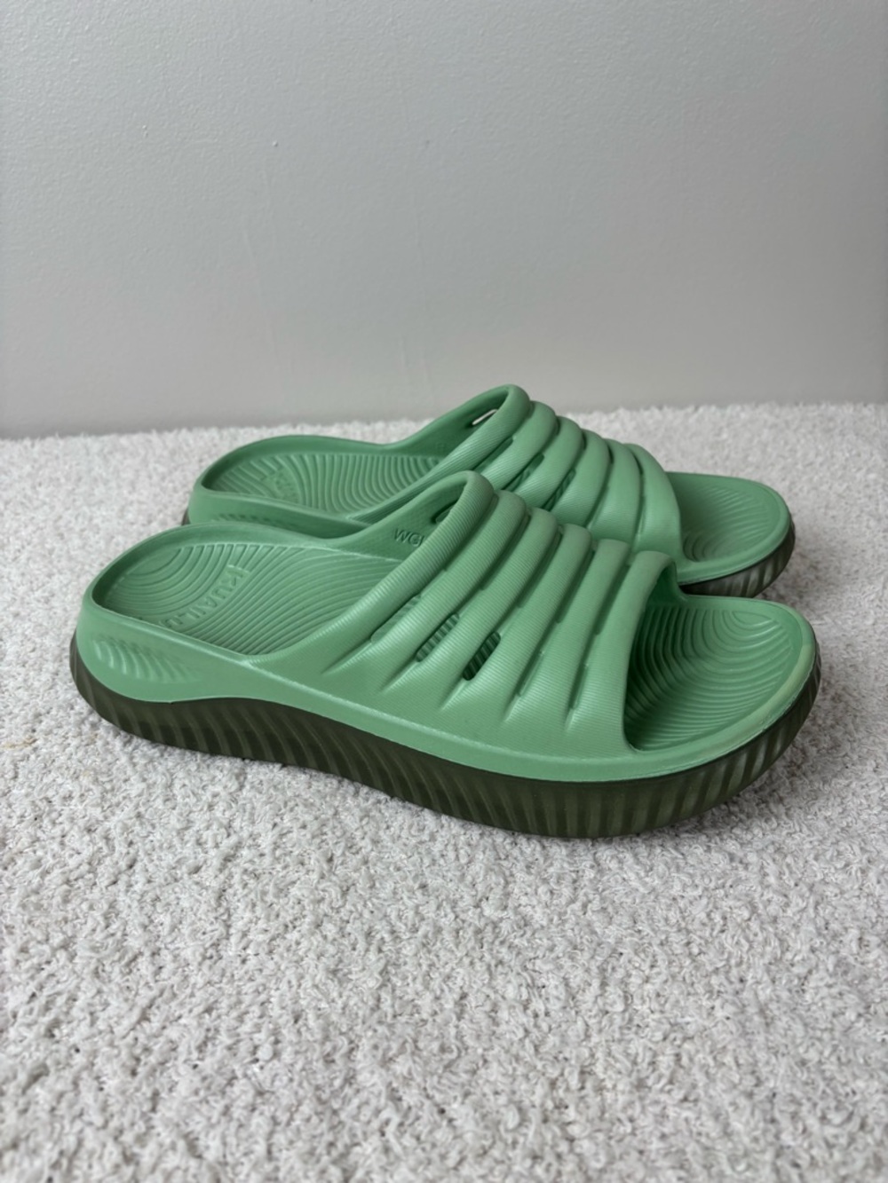 Kuailu Sandals Womens 10 Green Lightweight Recovery Platform Comfort Slides